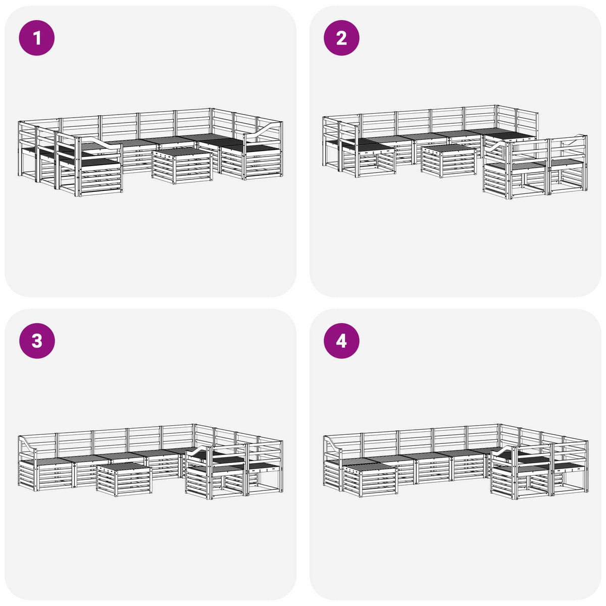 Set vanjskih sofa 10 kom. Bijela Čvrsto drvo akacije