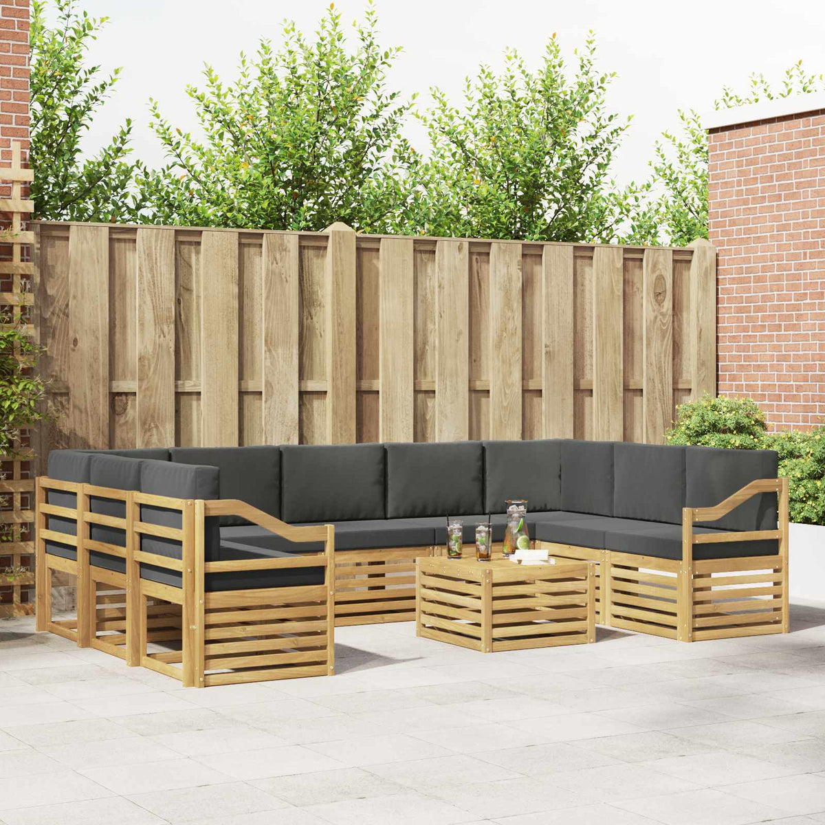 Set vanjskih sofa 10 kom. Bijela i Antracit Poliester