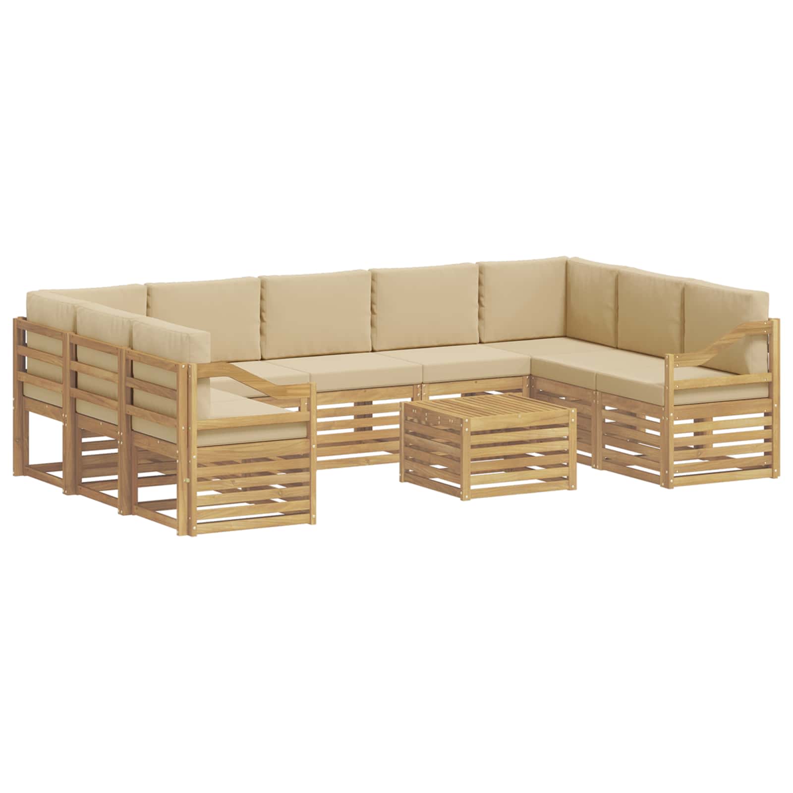 Setovi sofa 10 pcs Bijela i bež 59 x 59 x 37 cm Poliester