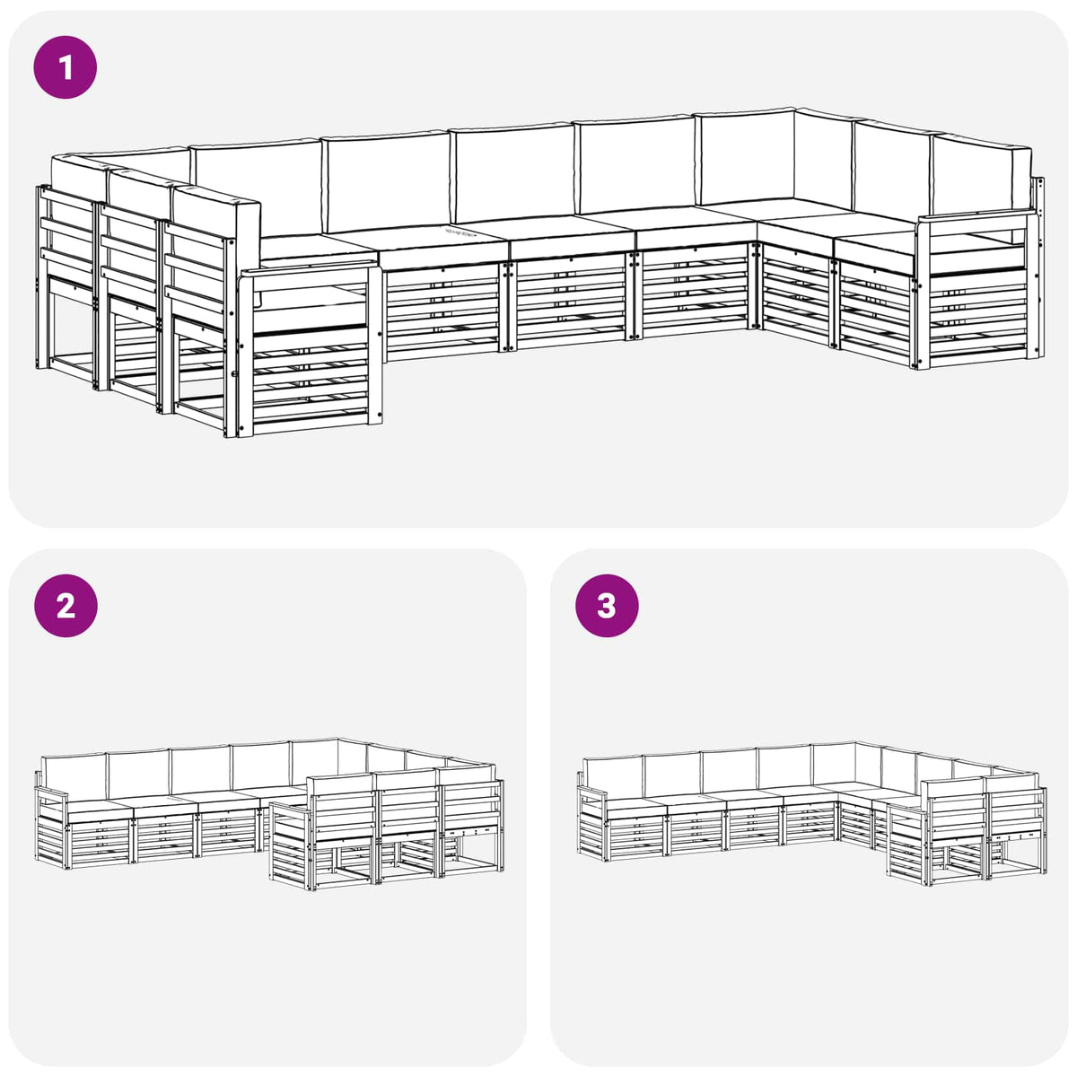 Set vanjskih sofa 7 pcs Bijela i Krem 363 x 187,5 x 73 cm