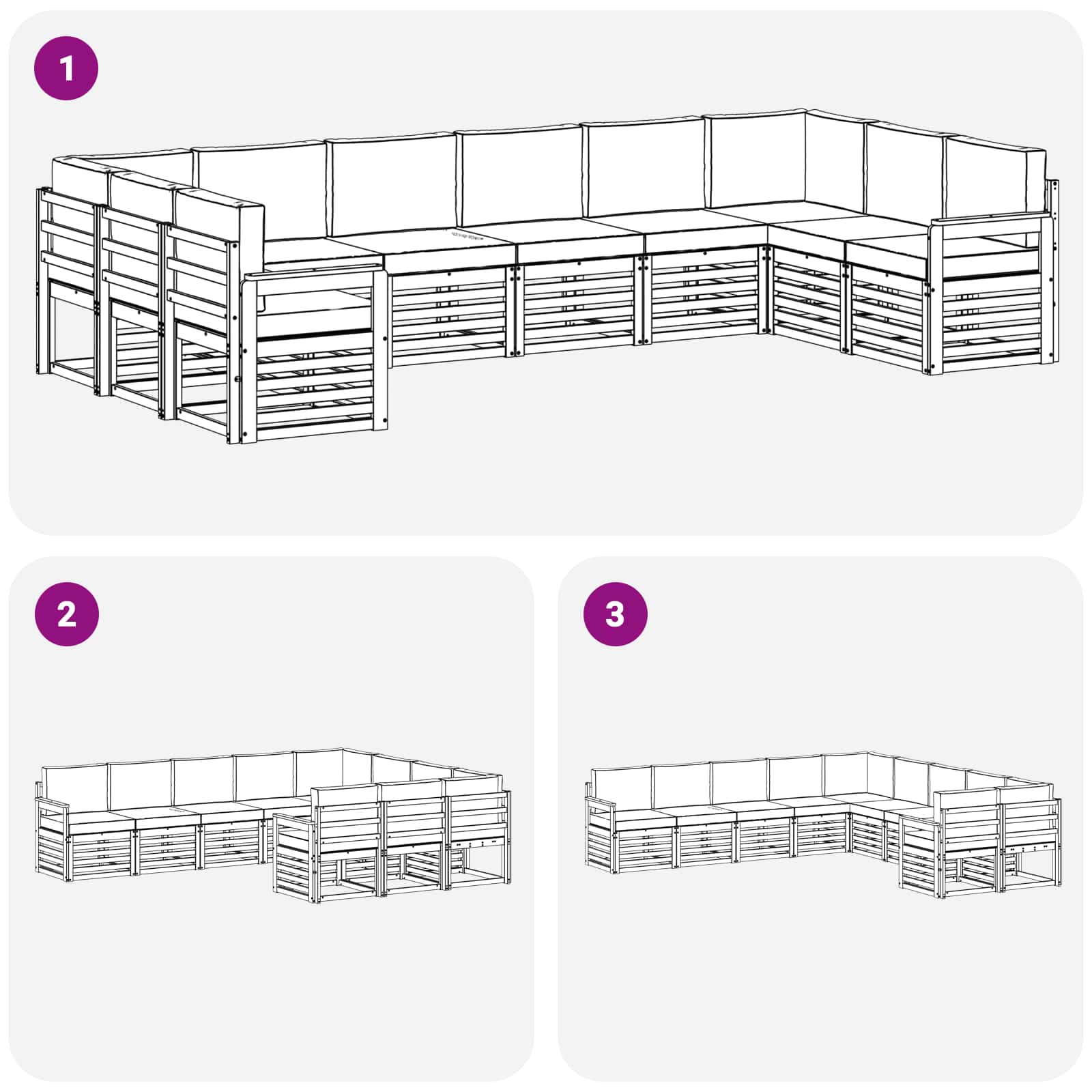 Set vanjskih sofa 7 pcs Bijela i Bež 363 x 187,5 x 73 cm