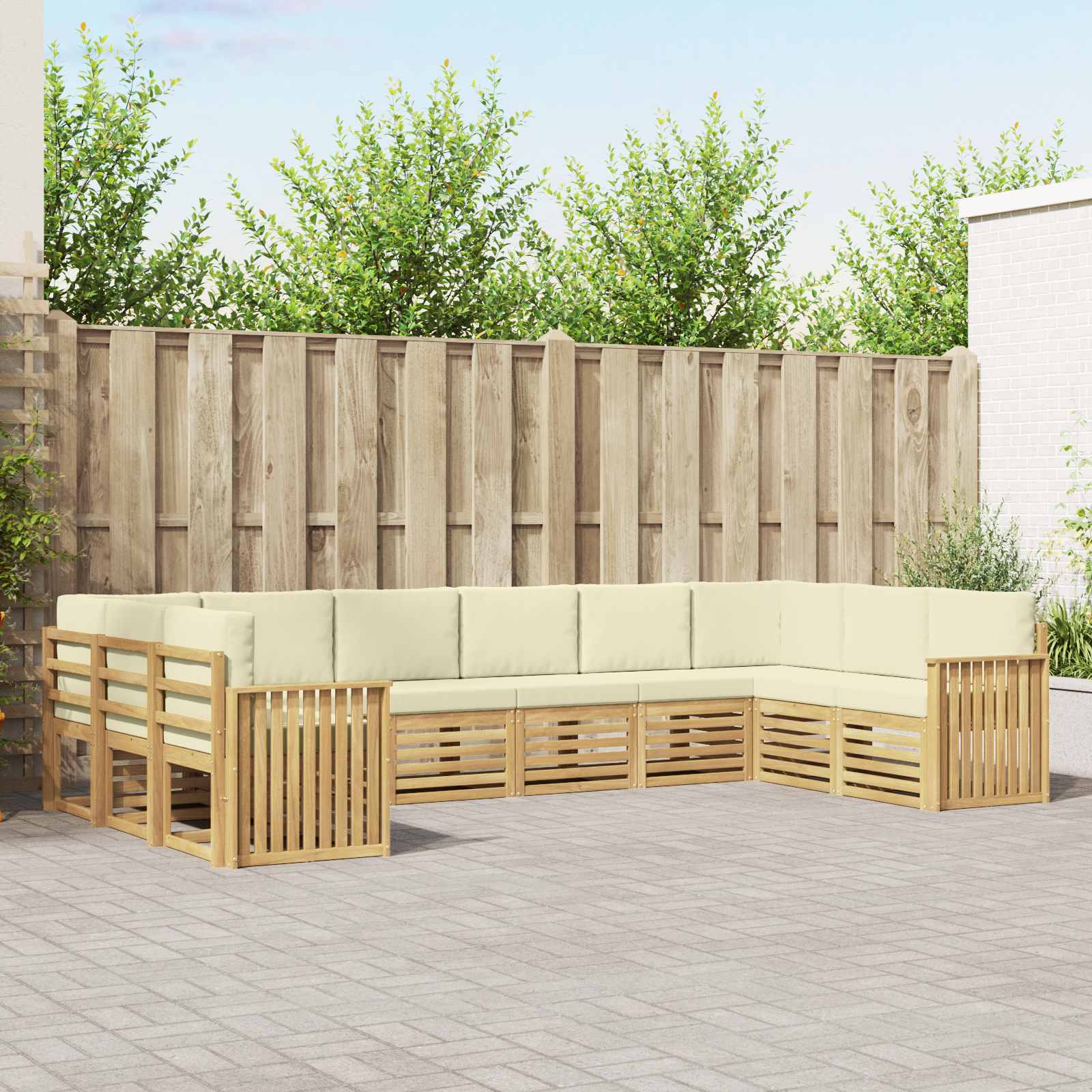 Set vanjskih sofa 10 pcs Bijela i krem 363 x 187,5 x 73 cm