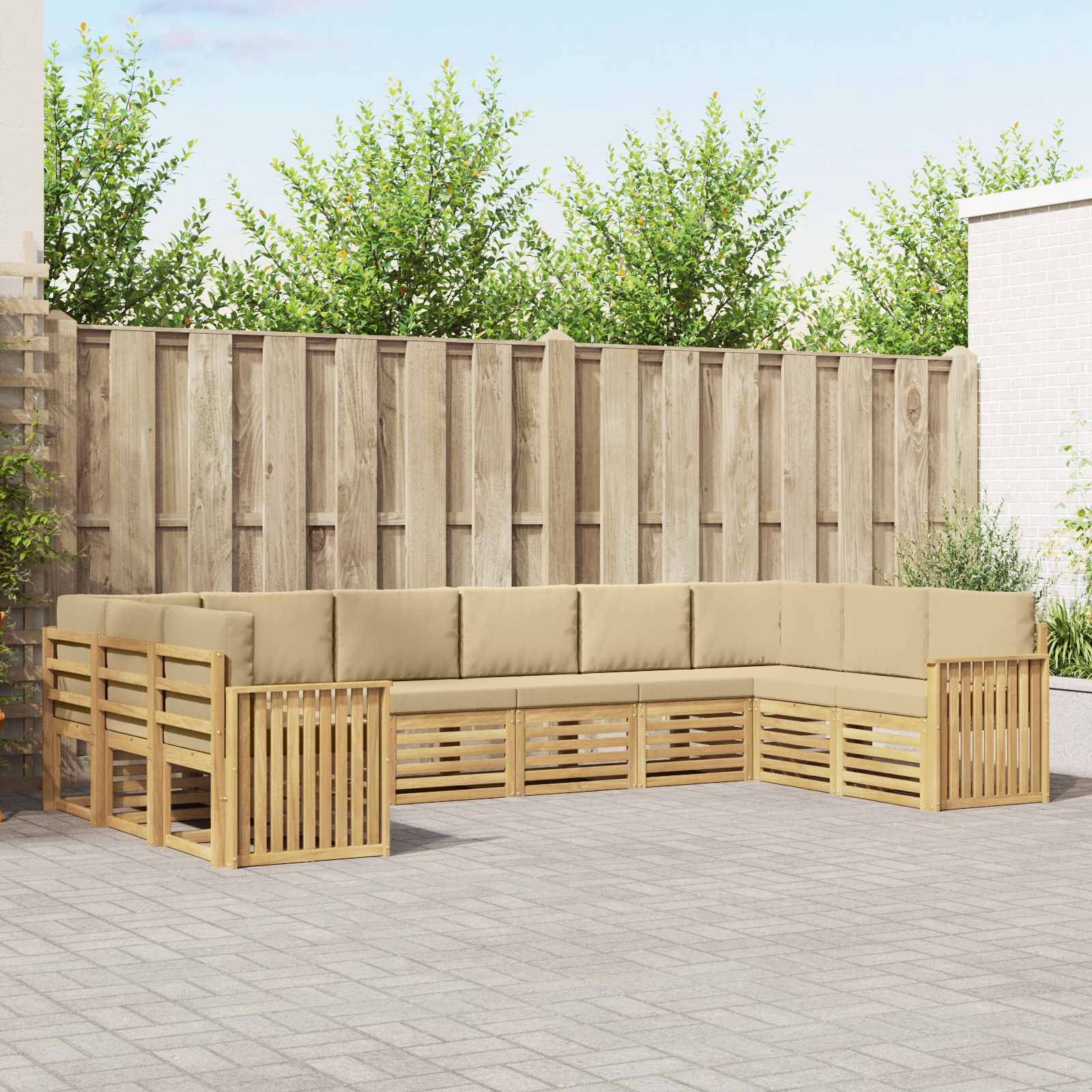 Set vanjskih sofa 10 pcs Bijela i bež 363 x 187,5 x 73 cm