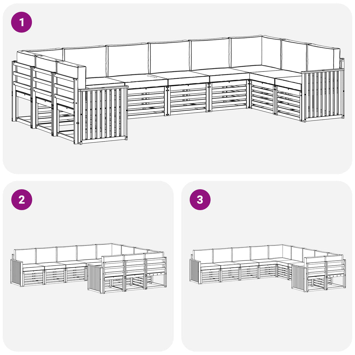 Set vanjskih sofa 10 pcs Bijela i bež 363 x 187,5 x 73 cm