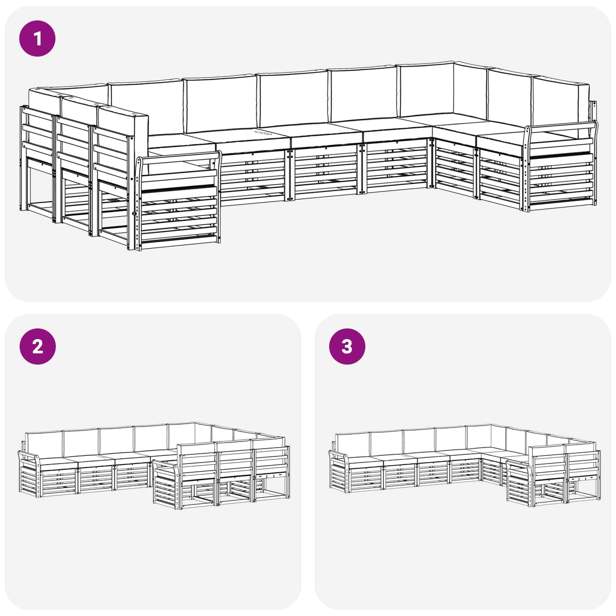 Set vanjskih sofa 10 pcs Bijela i krem 363 x 190 x 73 cm