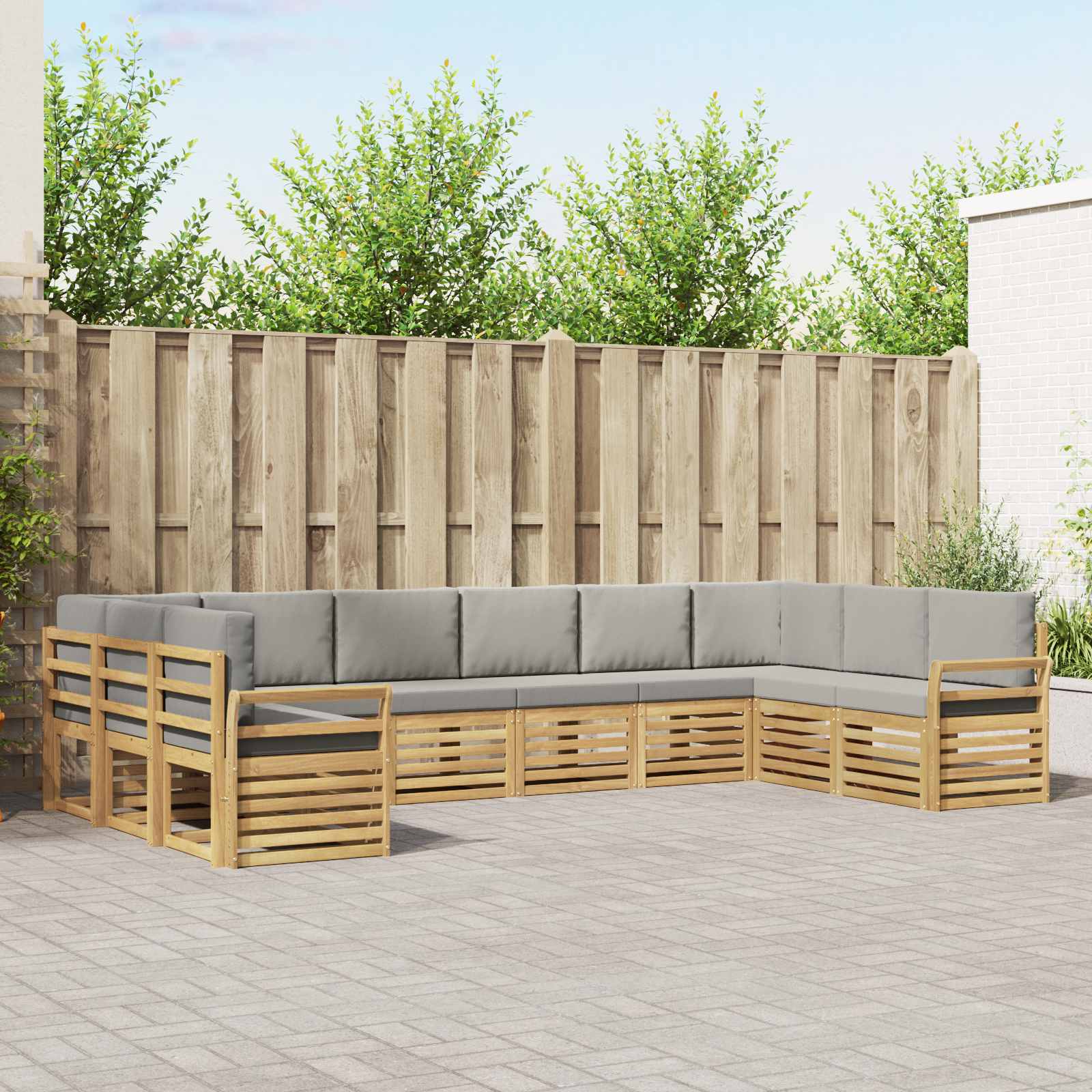 Set vanjskih sofa 10 pcs Bijela i svjetlosiva 363 x 190 x 73 cm