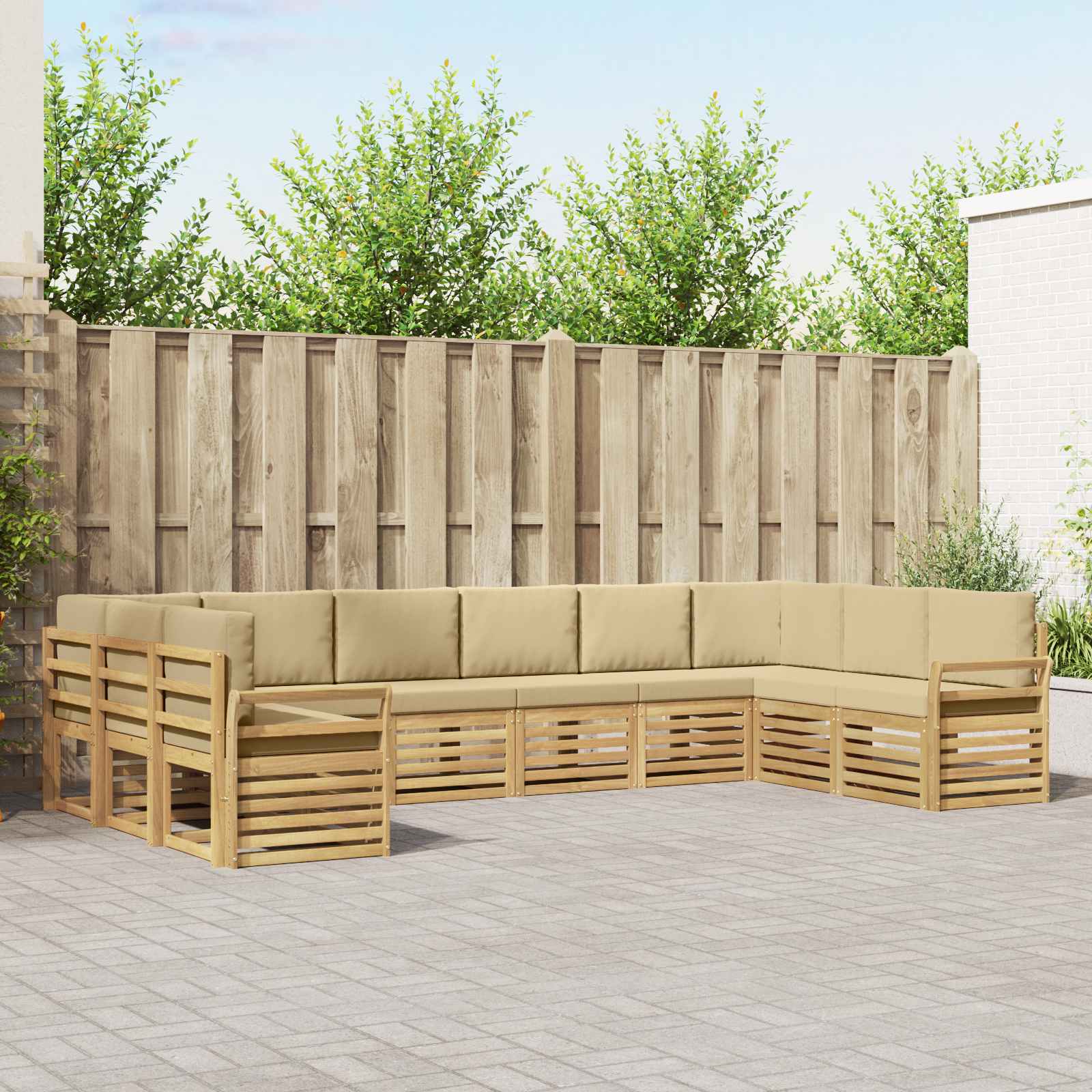 Set vanjskih sofa 10 pcs Bijela i bež 363 x 190 x 73 cm