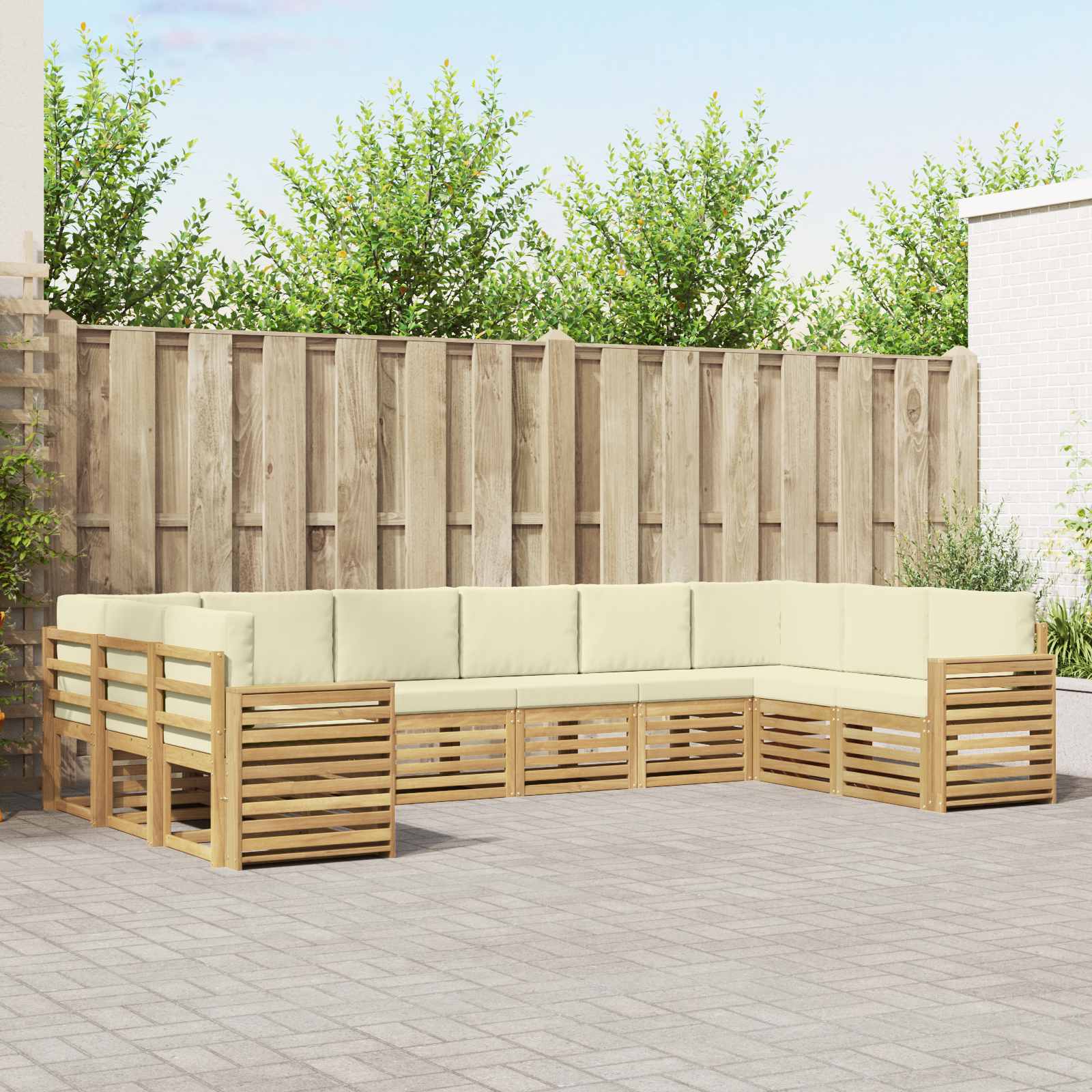 Set vanjskih sofa 10 pcs Bijela i krem 363 x 191,5 x 73 cm