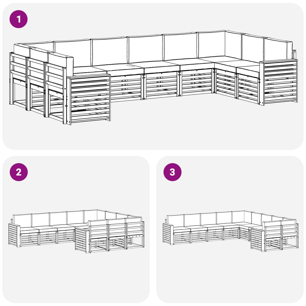 Set vanjskih sofa 10 pcs Bijela i krem 363 x 191,5 x 73 cm