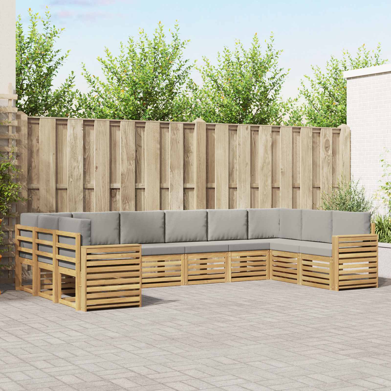 Set vanjskih sofa 10 pcs Bijela i svjetlosiva