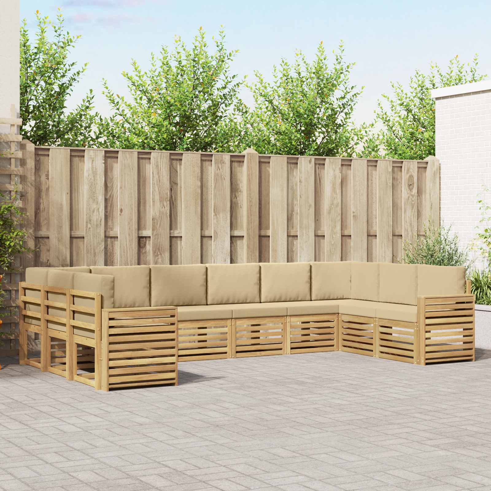 Set vanjskih sofa 10 pcs Bijela i bež 363 x 191,5 x 73 cm