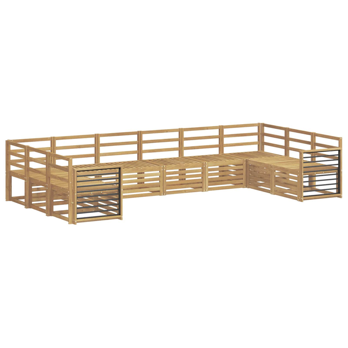 Set vanjskih sofa 10 kom. Bijela Čvrsto drvo akacije