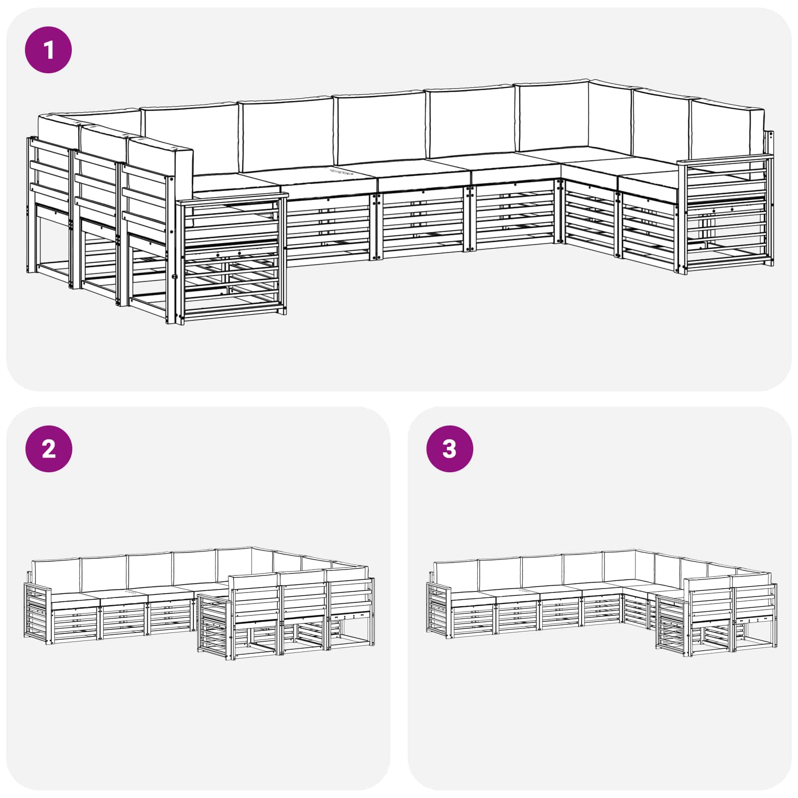 Sekcijska garnitura 10 pcs Bijela i bež 363 x 187,5 x 73 cm