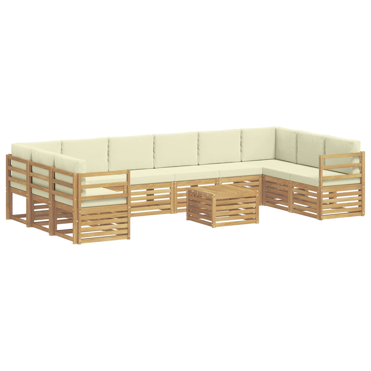 Set vanjskih sofa s jastukom 11 pcs Bijela i krem Poliester