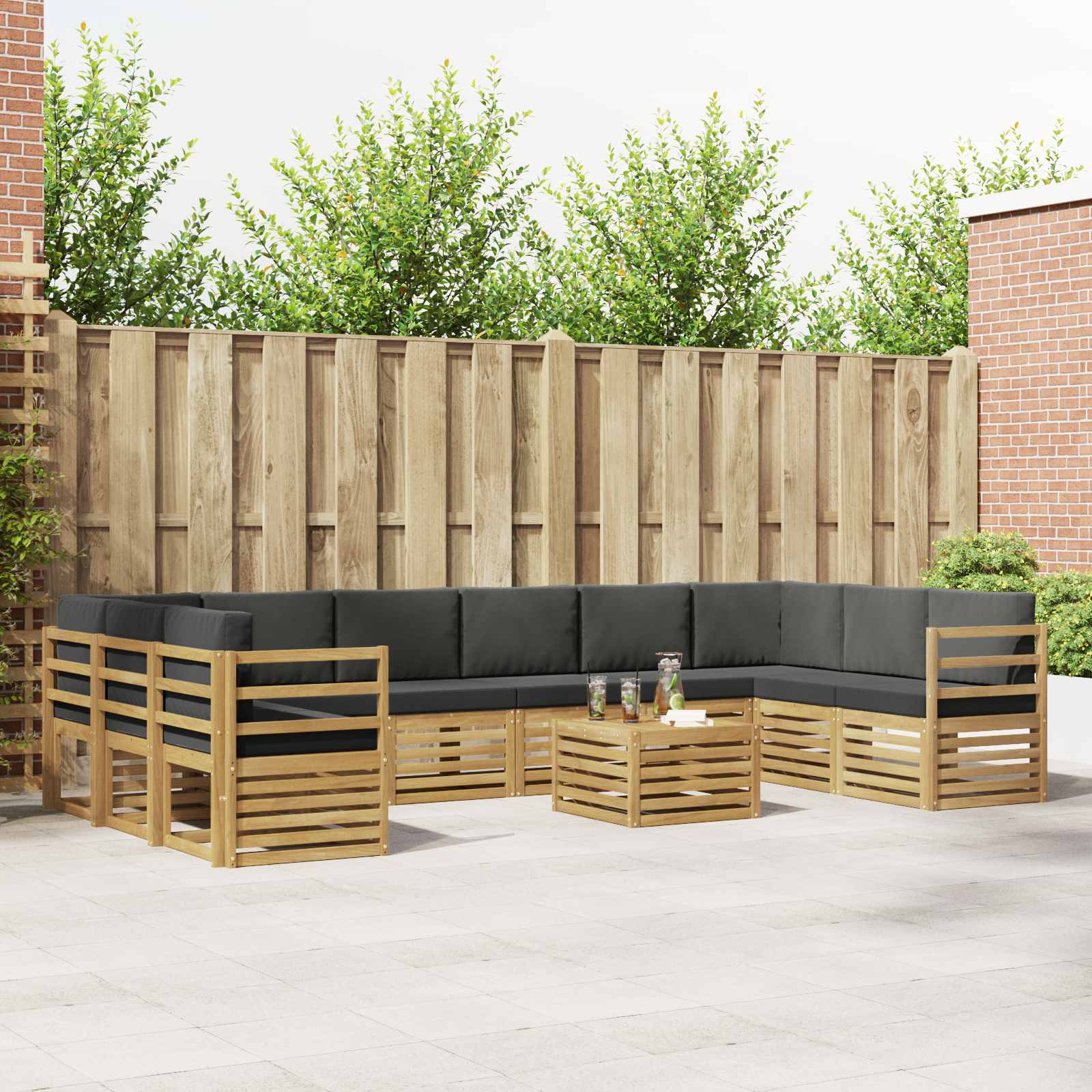 Set vanjskih sofa 8 pcs Bijela i Antracit 59 x 59 x 37 cm