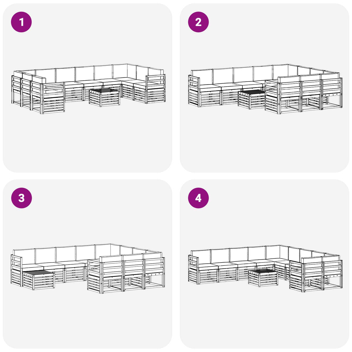 Set vanjskih sofa 11 pcs Bijela i bež 59 x 59 x 37 cm Poliester