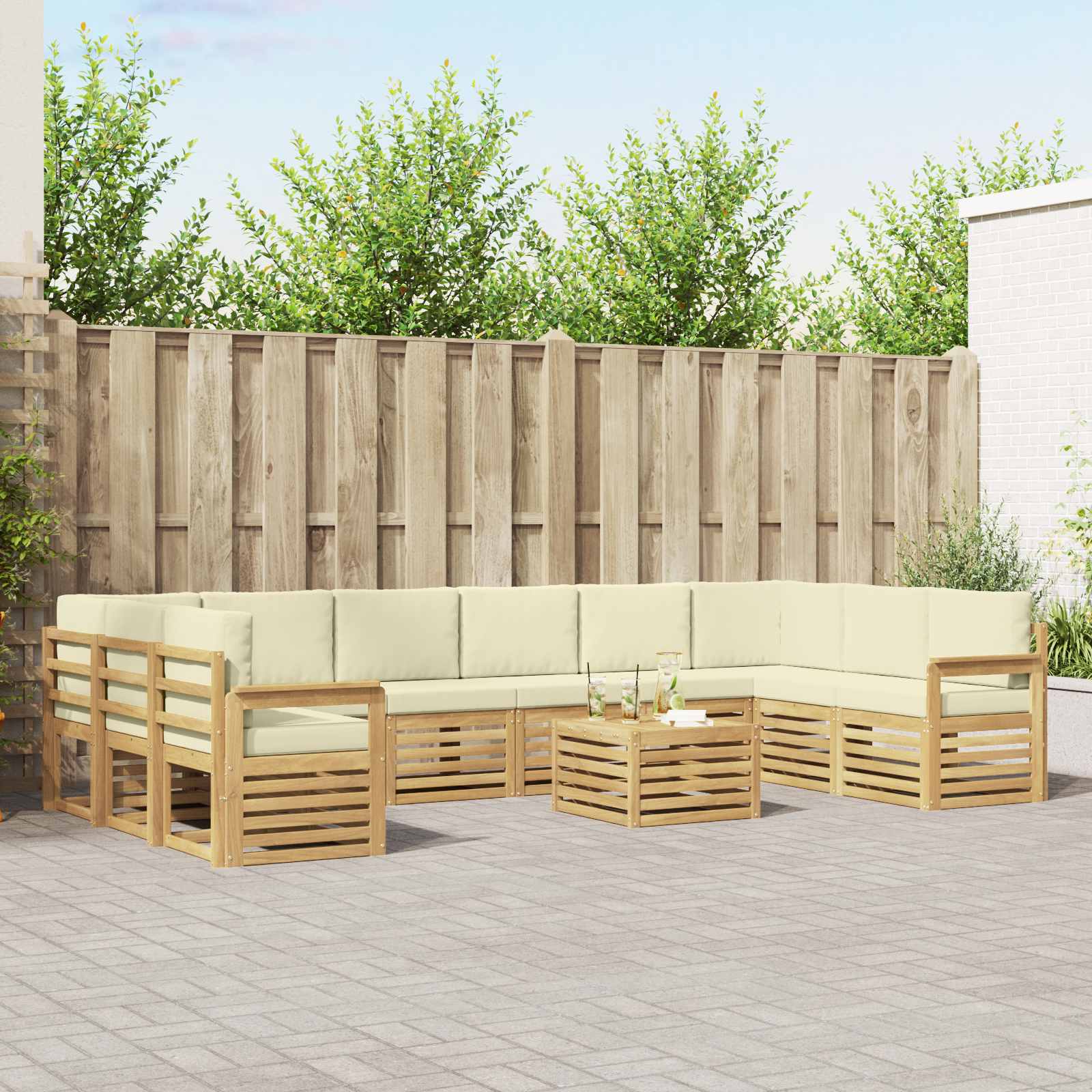 Set vanjskih sofa 8 pcs Bijela i Krem 59 x 59 x 37 cm Poliester