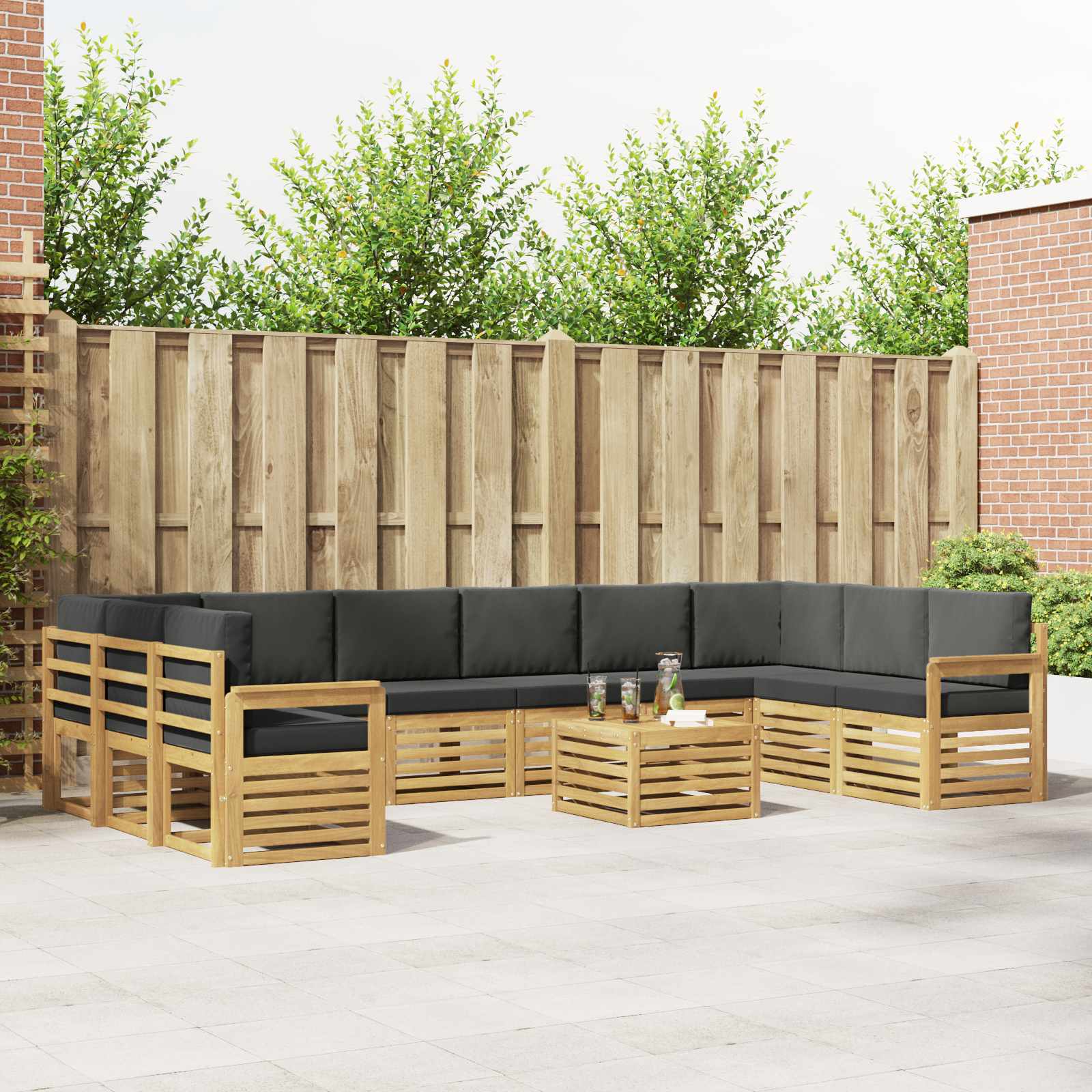 Set vanjskih sofa 8 pcs Bijela i Antracit 59 x 59 x 37 cm