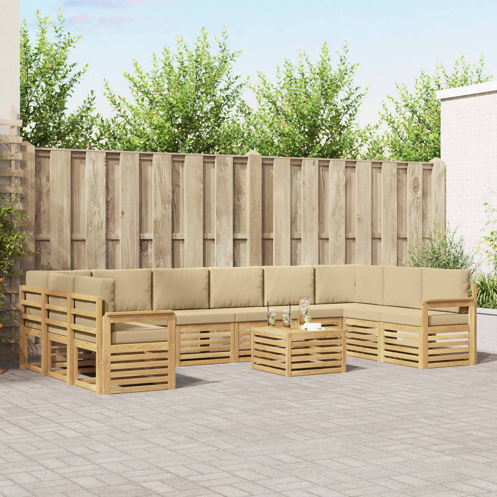 Set vanjskih sofa 8 pcs Bijela i Bež 59 x 59 x 37 cm Poliester