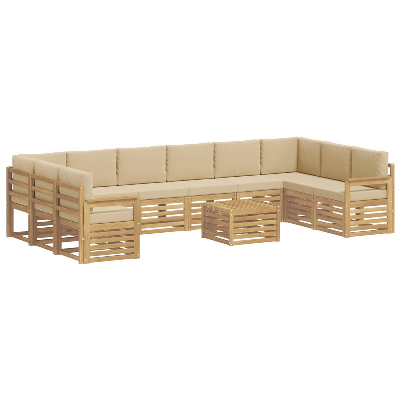 Set vanjskih sofa 8 pcs Bijela i Bež 59 x 59 x 37 cm Poliester