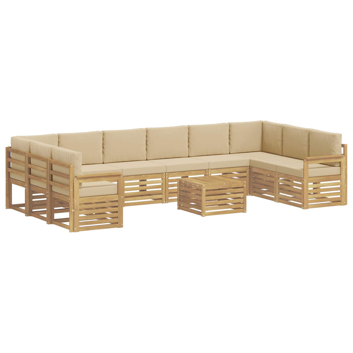 Set vanjskih sofa 8 pcs Bijela i Bež 59 x 59 x 37 cm Poliester