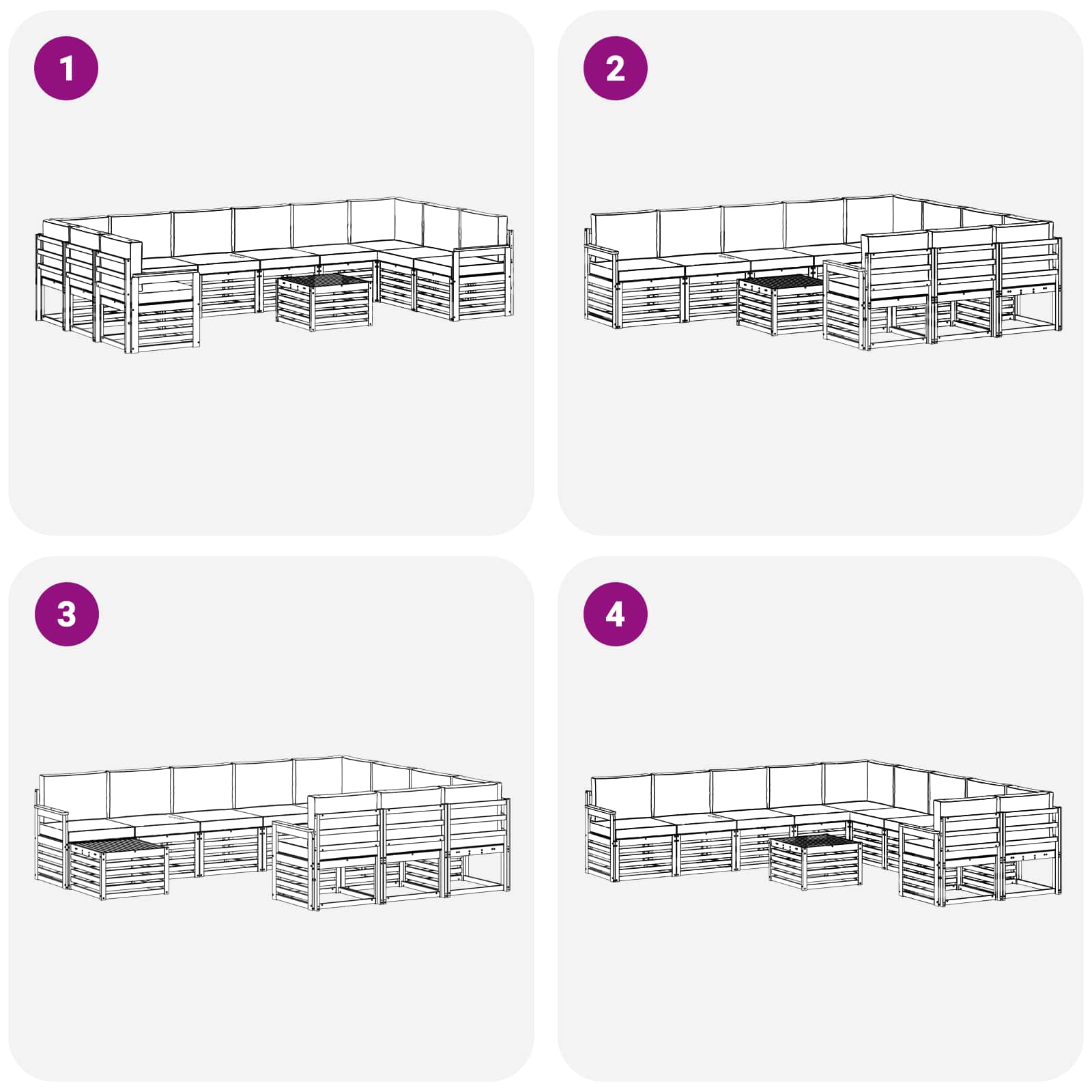 Set vanjskih sofa 8 pcs Bijela i Bež 59 x 59 x 37 cm Poliester