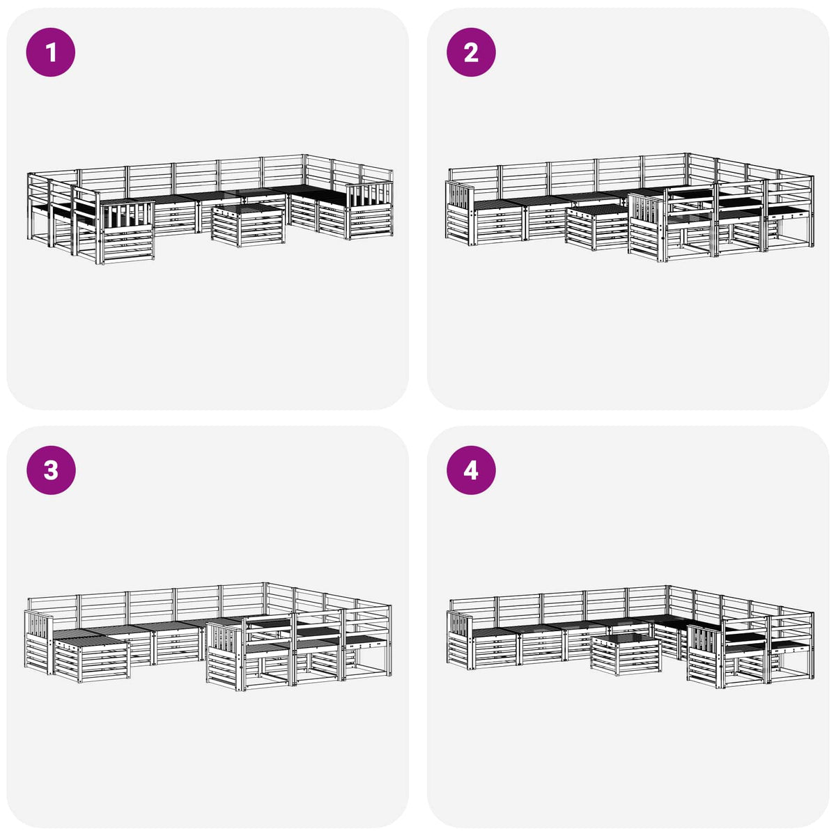 Set vanjskih sofa 11 pcs Bijela 59 x 59 x 37 cm