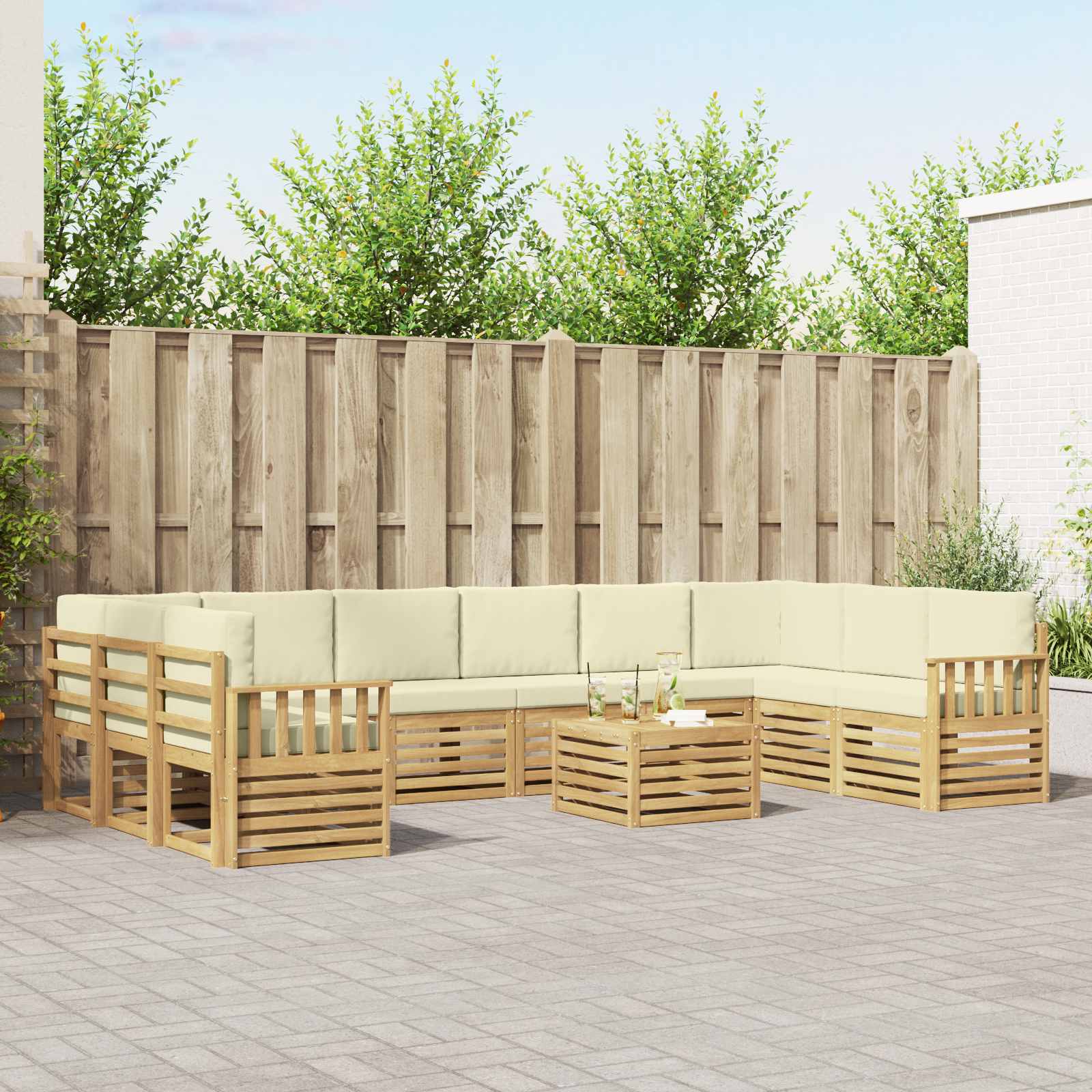 Set vanjskih sofa 8 pcs Bijela i Krem 59 x 59 x 37 cm Poliester