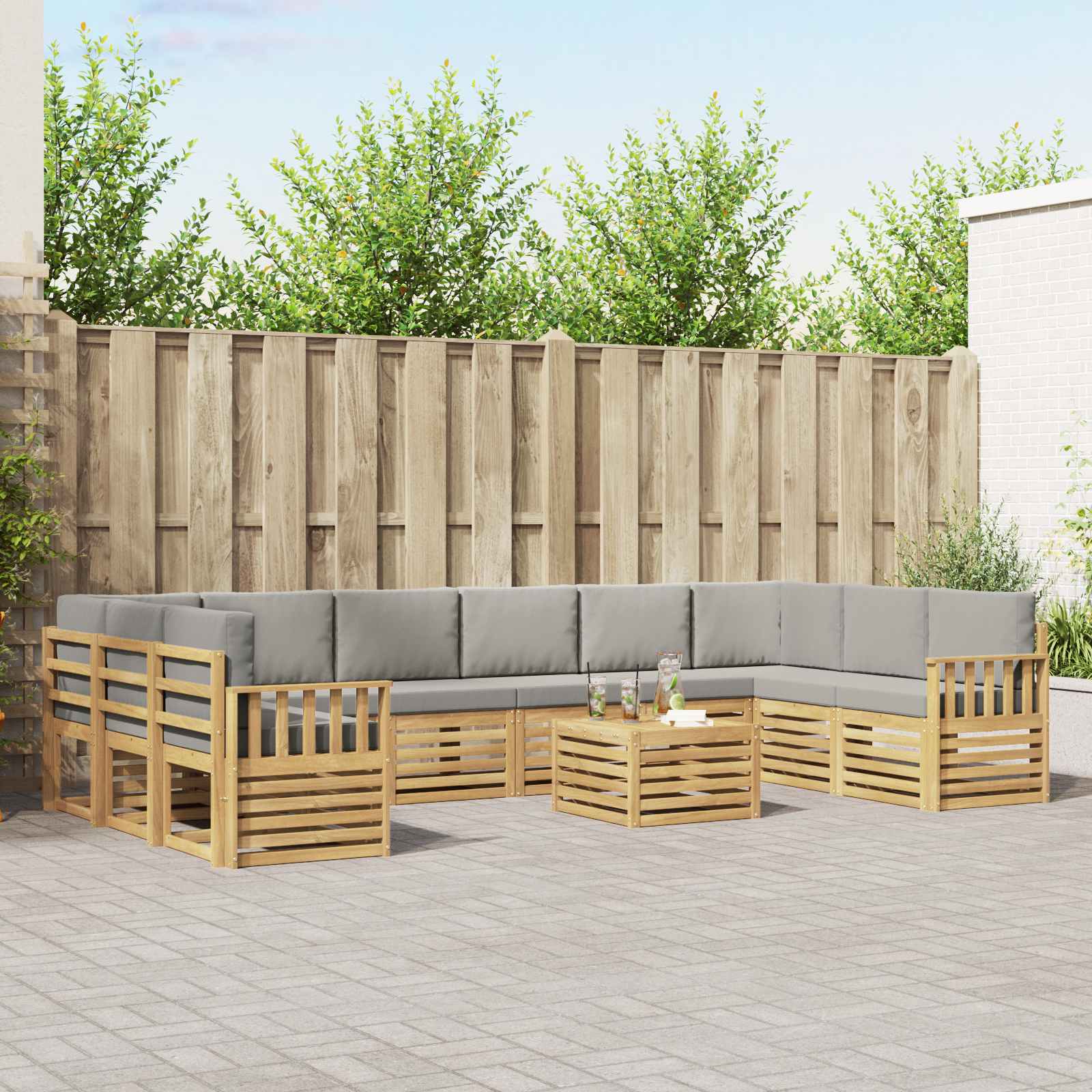 Set vanjskih sofa 8 pcs Bijela i svijetlosiva 59 x 59 x 37 cm