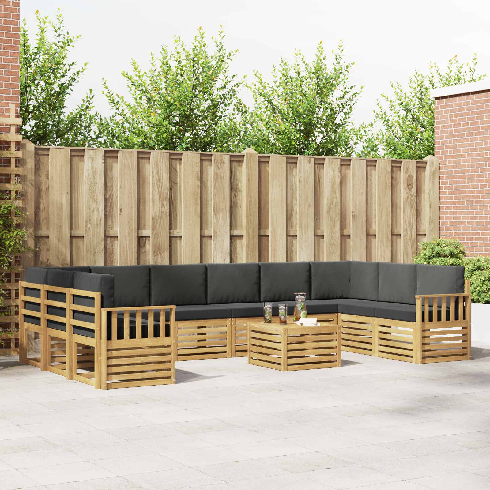 Set vanjskih sofa 8 pcs Bijela i Antracit 59 x 59 x 37 cm