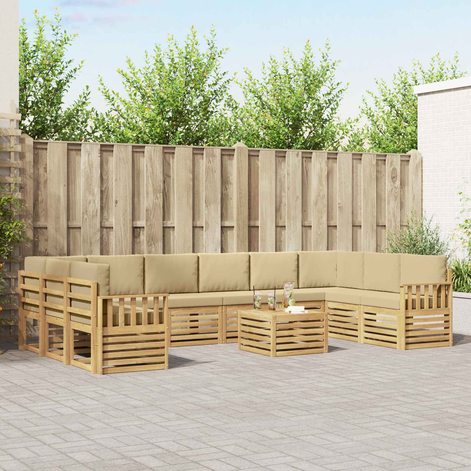 Set vanjskih sofa 8 pcs Bijela i Bež 59 x 59 x 37 cm Poliester