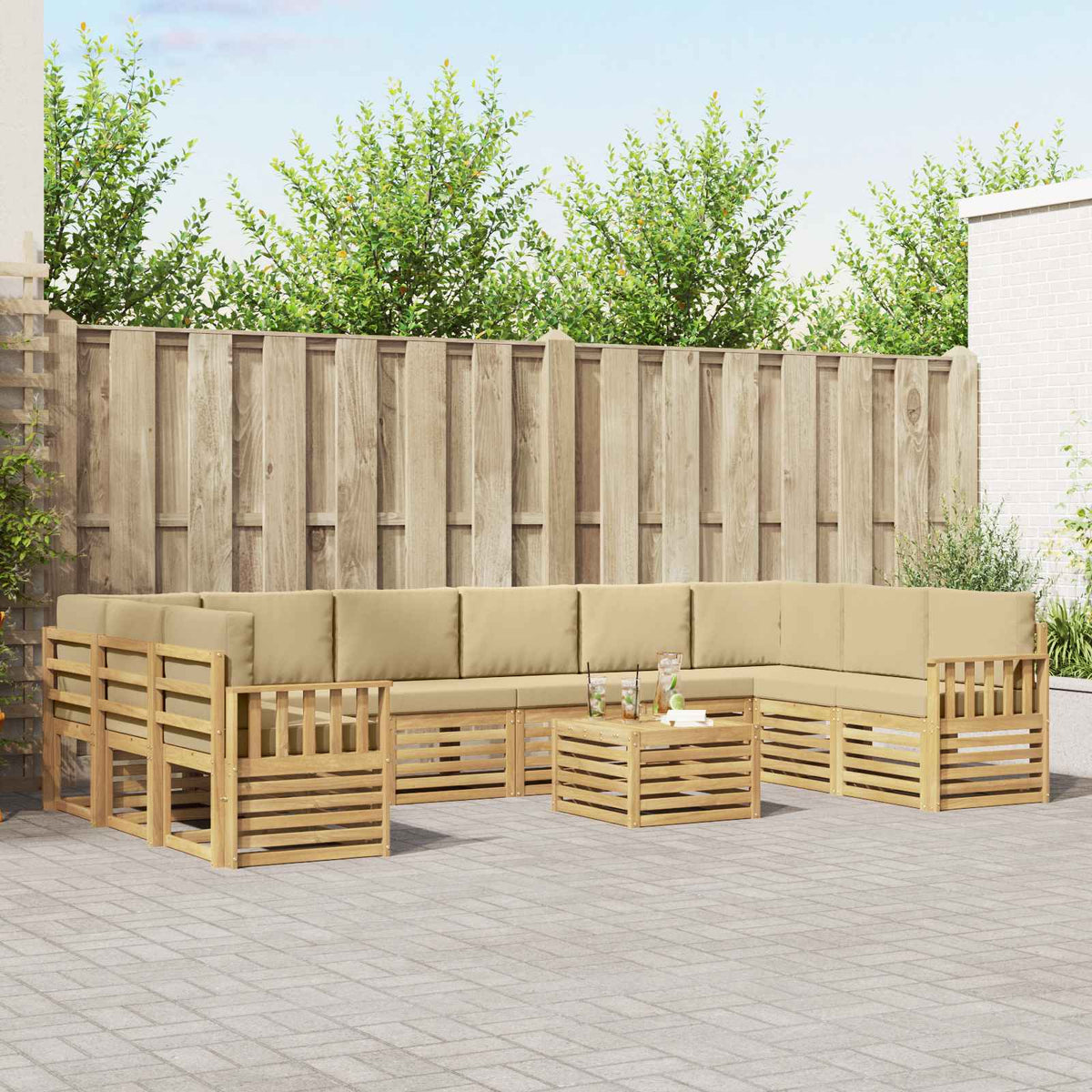 Set vanjskih sofa 8 pcs Bijela i Bež 59 x 59 x 37 cm Poliester