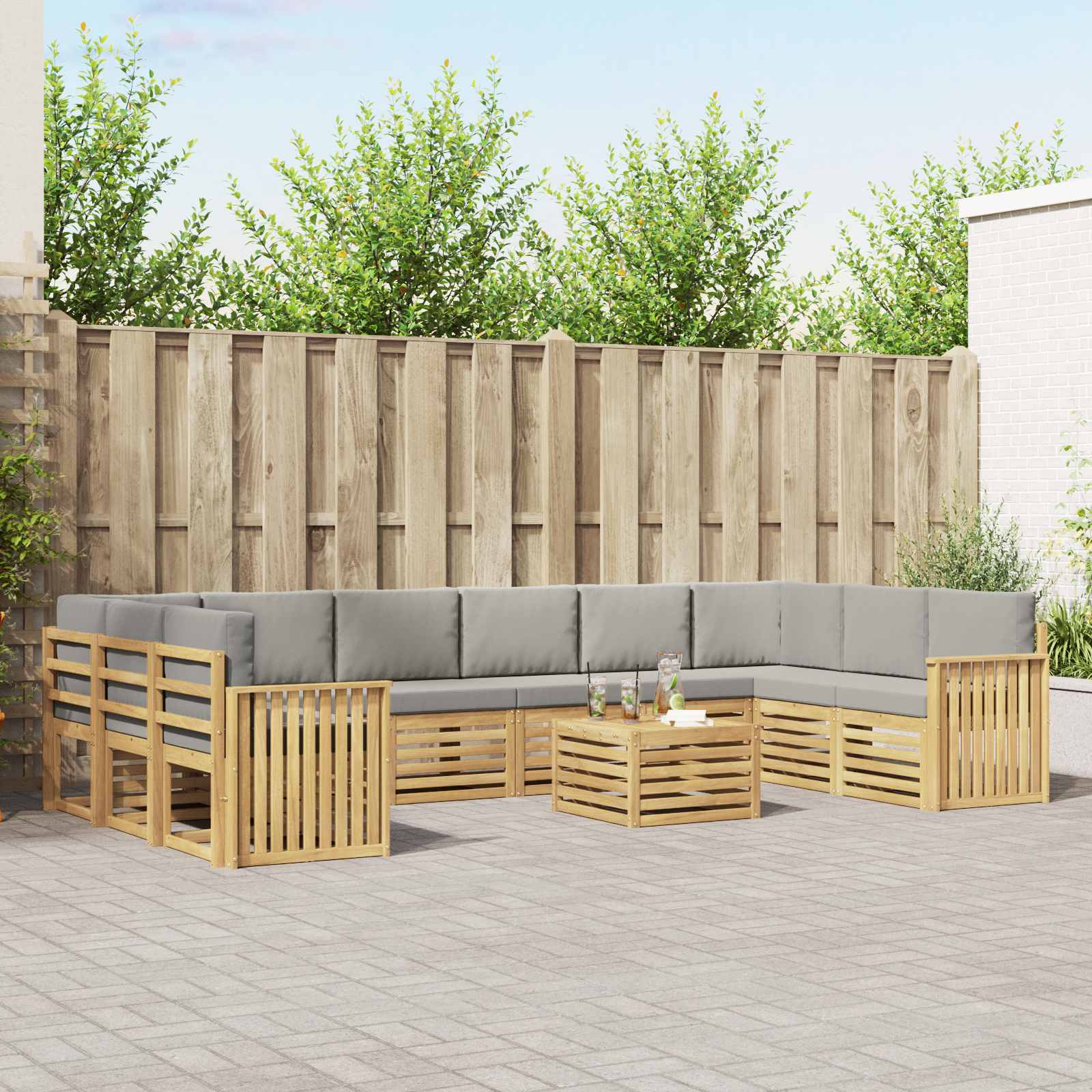 Set vanjskih sofa 11 pcs Bijela i svjetlosiva 59 x 59 x 37 cm