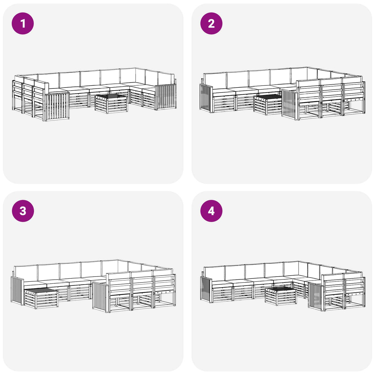 Set vanjskih sofa 11 pcs Bijela i bež 59 x 59 x 37 cm Poliester