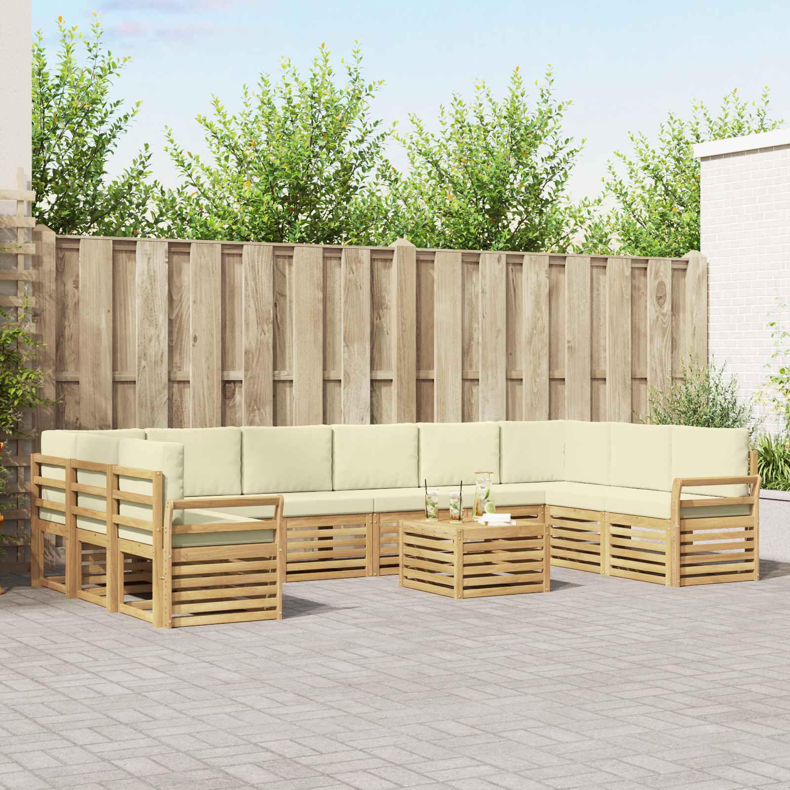 Set vanjskih sofa 11 pcs Bijela i krem 59 x 59 x 37 cm