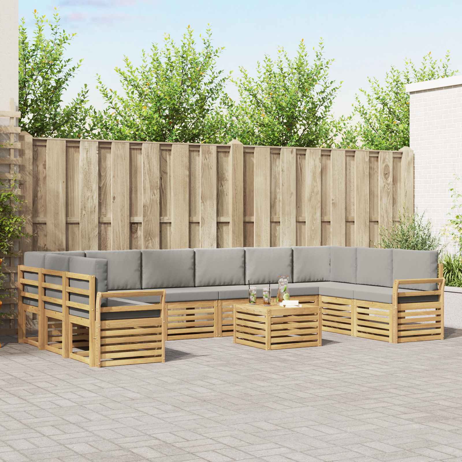 Set vanjskih sofa 11 pcs Bijela i svjetlosiva 59 x 59 x 37 cm