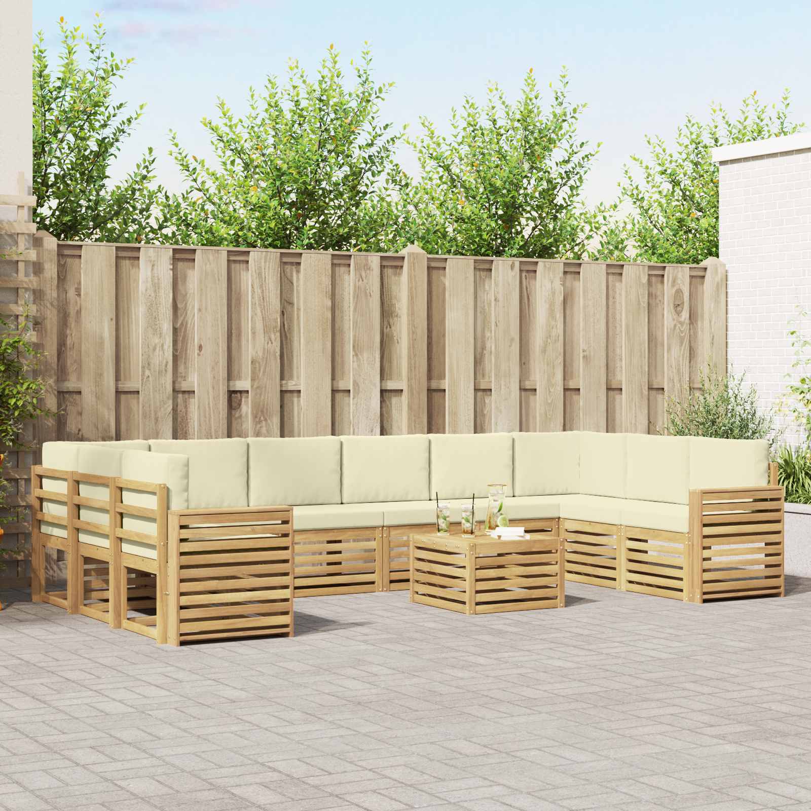 Set vanjskih sofa 11 pcs Bijela i krem 59 x 59 x 37 cm
