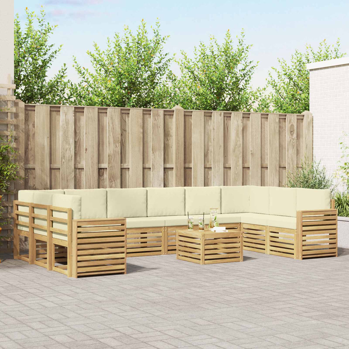 Set vanjskih sofa 11 kom. Bijela i krem Poliester