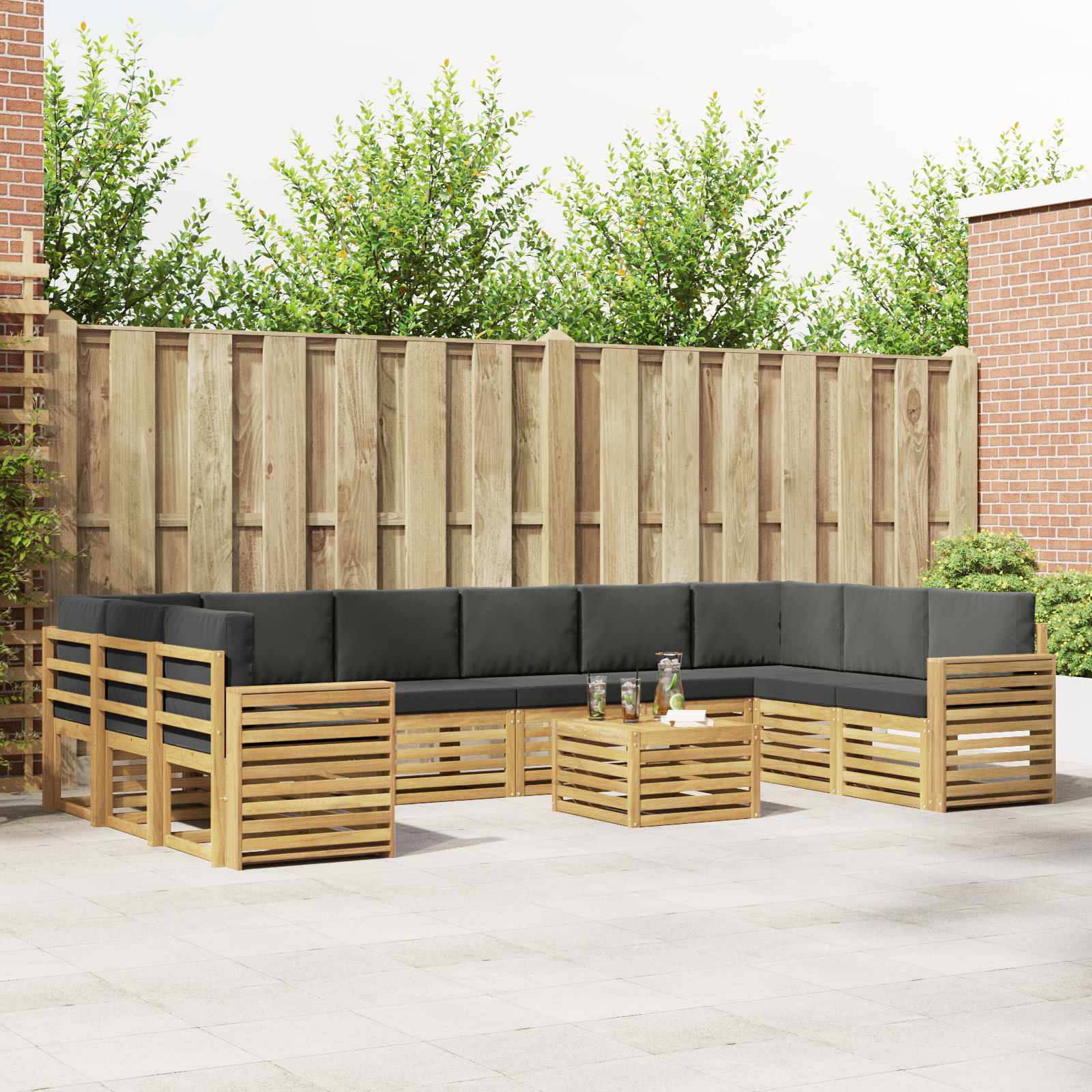 Set vanjskih sofa 11 pcs Bijela i antracit 59 x 59 x 37 cm