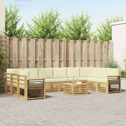 Set vanjskih sofa s jastukom 11 pcs Bijela i krem Poliester