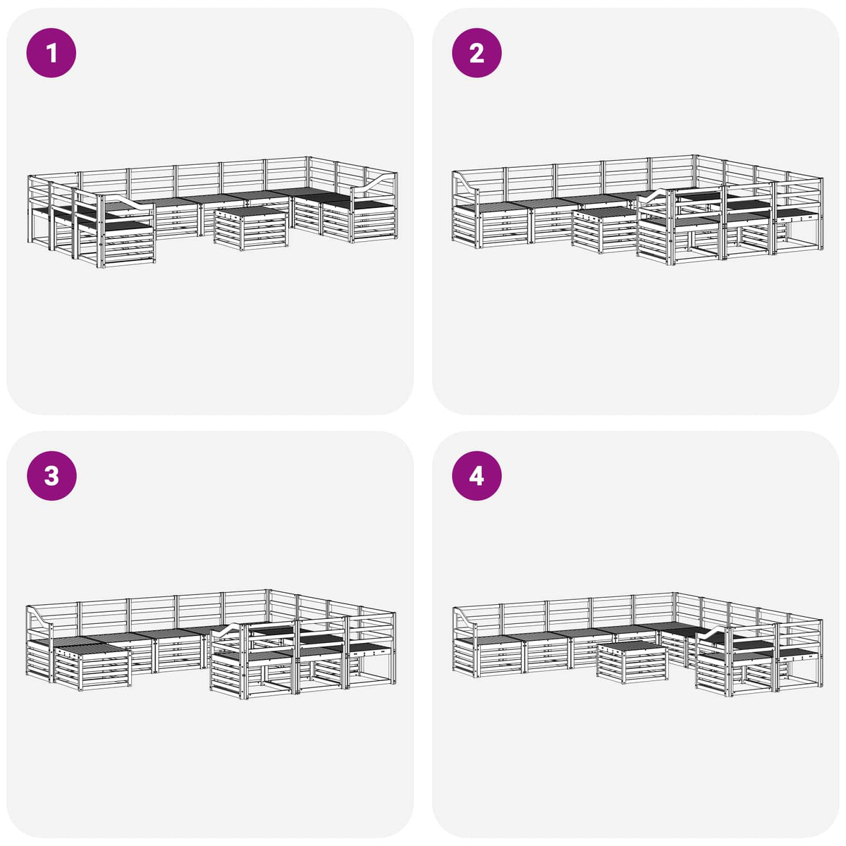 Set vanjskih sofa 11 kom. Bijela Čvrsto drvo akacije