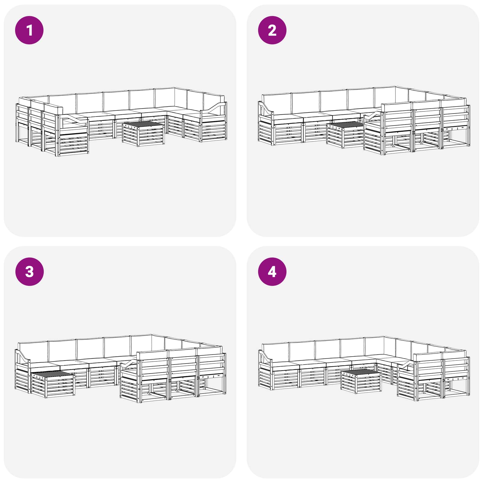 Set vanjskih sofa 11 pcs Bijela i bež 59 x 59 x 37 cm Poliester