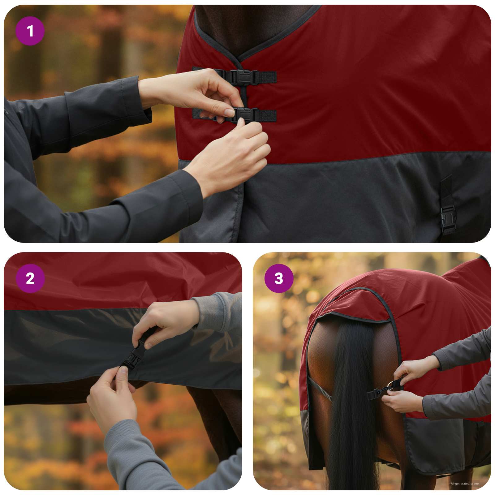 Pokrivač za konje Tamno zelena i crna 145 cm Poliester