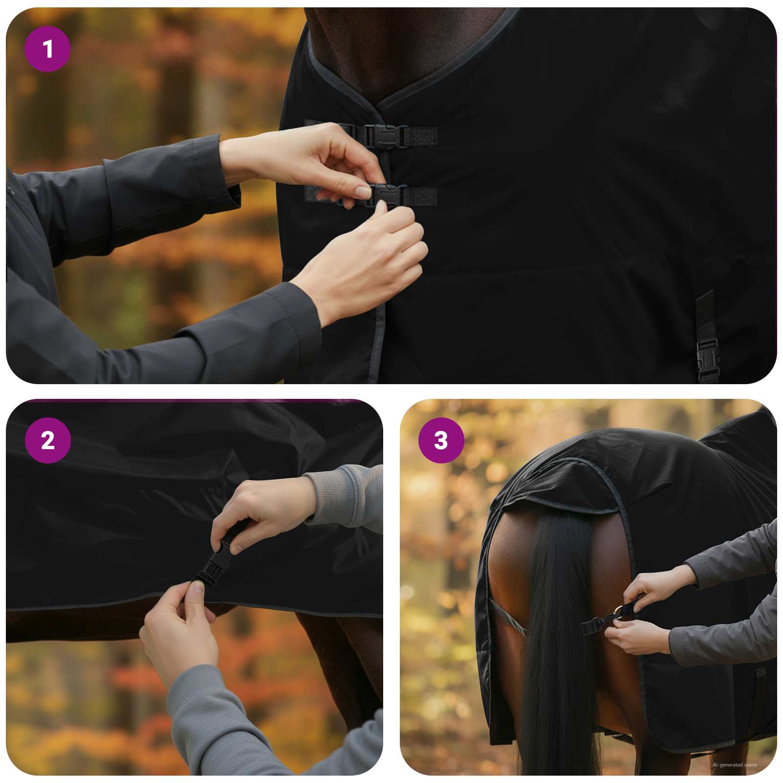 Pokrivač za konje Tamno zelena i crna 145 cm Poliester