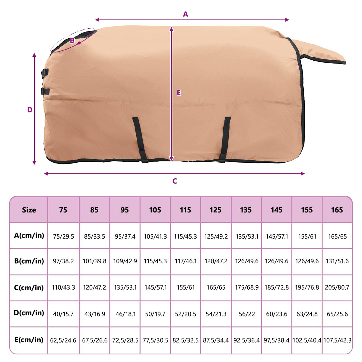 Pokrivač za konje Boja cappuccina 105 cm Poliester