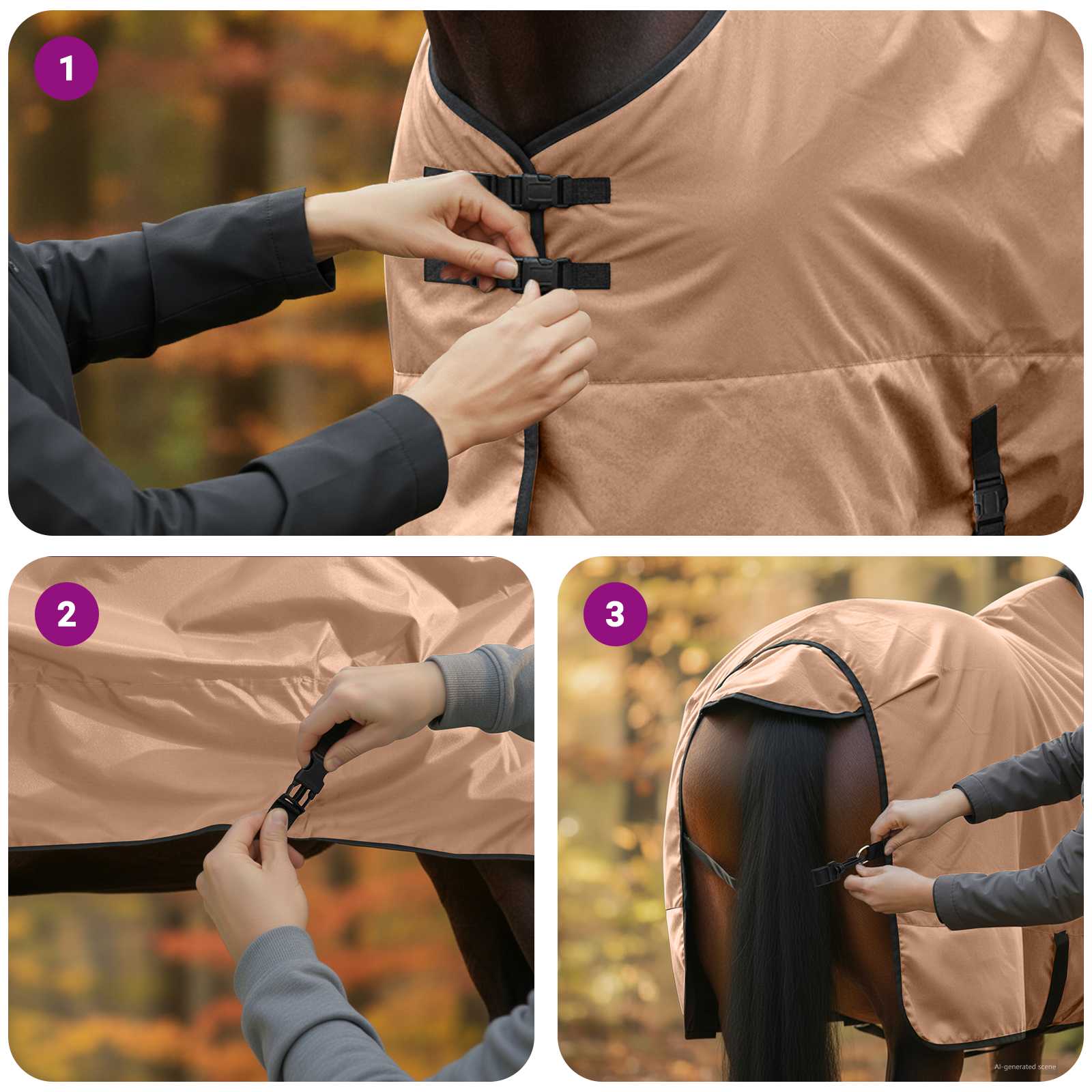 Pokrivač za konje Boja cappuccina 165 cm Poliester