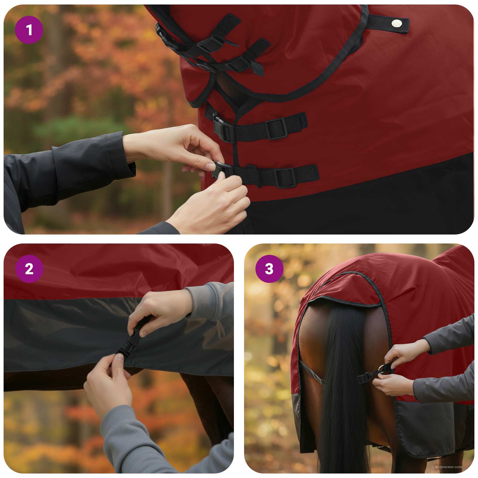 Pokrivač za konje Tamno zelena i crna 145 cm Poliester