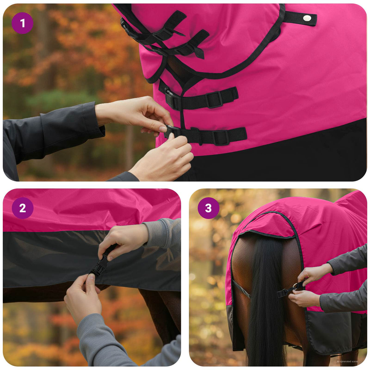 Pokrivač za konje Ružičasta i crna 145 cm Poliester