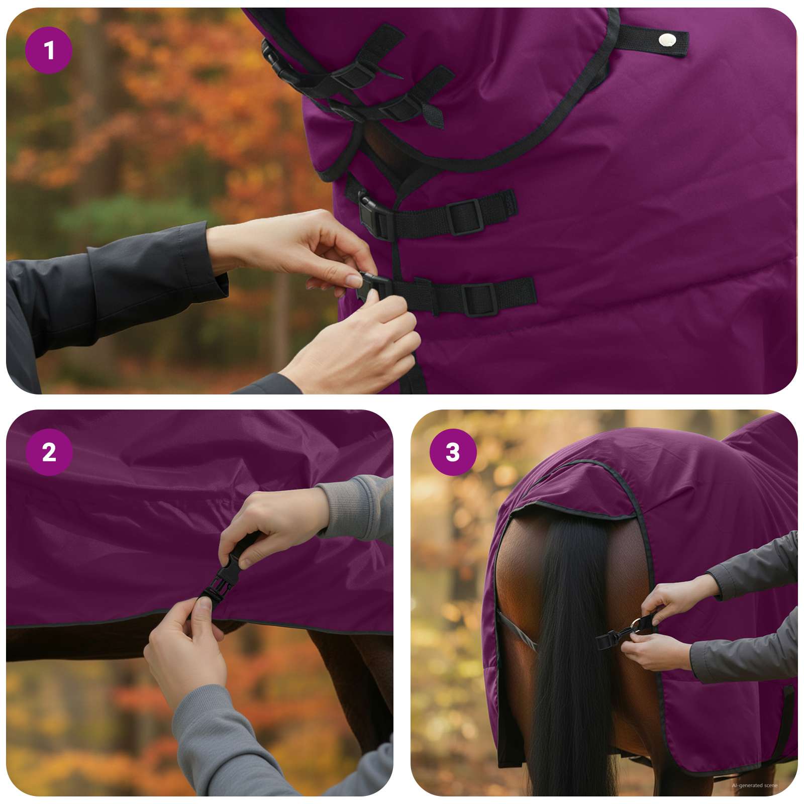 Pokrivač za konje Tamno zelena i crna 145 cm Poliester