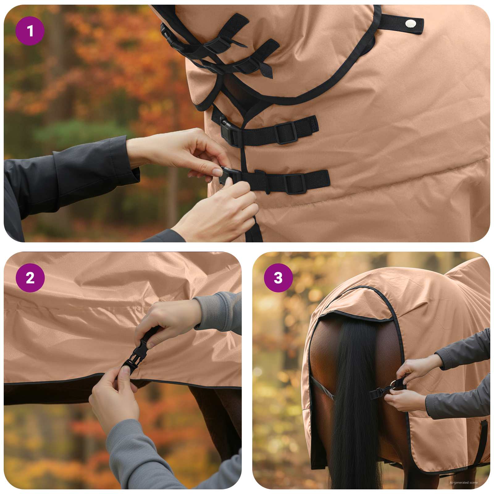 Pokrivač za konje Boja cappuccina 85 cm Poliester